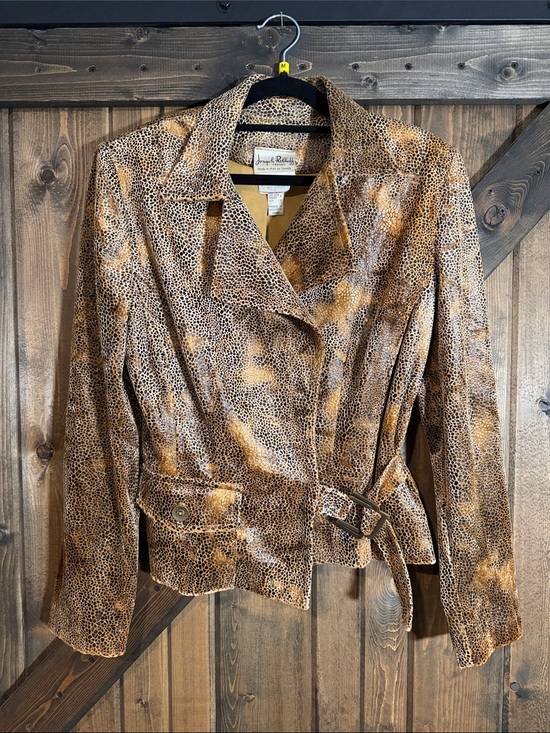 Joseph Ribkoff Jackets & Blazers - Joseph Ribkoff Brown and Tan Leopard-Print Belted Blazer